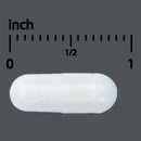 White cylindrical object with measurement scale in inches on a black background