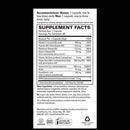 Supplement label with detailed nutritional information on a white background
