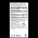 Supplement label with detailed nutritional information on a white background