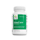 Bottle of SinuCare supplement with green label on a white background