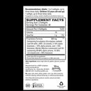 Supplement label with detailed nutritional information and branding on a white background
