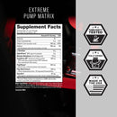 Supplement label with facts and certification logos on a black and gray background