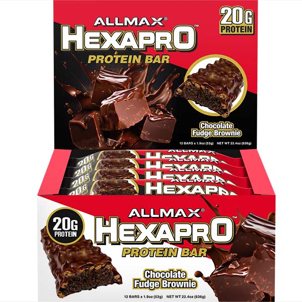 All Max NutritionAll Max Nutrition HEXAPRO Protein Bars 20g protein per bar singles 1.9ozProteinChocolate Fudge Brownie