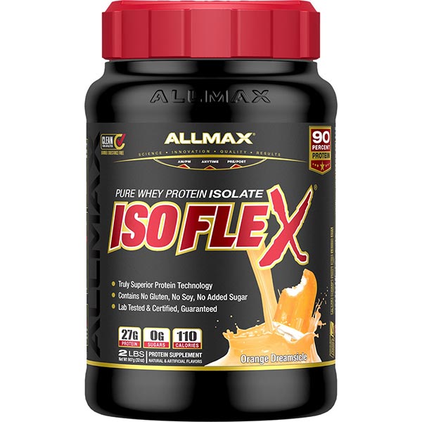 All Max NutritionAll Max Nutrition ISOFLEX Whey Protein Powder, Whey Protein Isolate, 27g Protein, 2lb 30 ServingsProteinOrange Dreamsicle665553121420