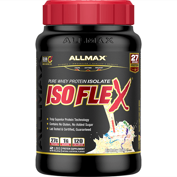 All Max NutritionAll Max Nutrition ISOFLEX Whey Protein Powder, Whey Protein Isolate, 27g Protein, 2lb 30 ServingsProteinBirthday Cake665553227269