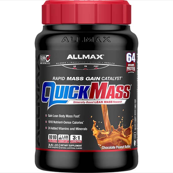 All Max NutritionAll Max Nutrition Quick Mass Gainer 3.5lb 1010 calories per servingProteinChocolate Peanut Butter