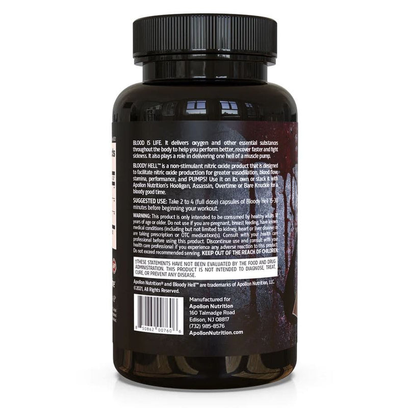 Apollon NutritionApollon Nutrition Bloody Hell Extreme Blood Pumping Nitric Oxide Formula Caps 20 ServingsPre - Workout850862007606