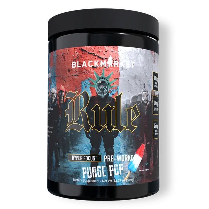 BLACKMARKETBLACKMARKET RULE Hyper Focus, High Stim Pre - Workout 20/40 ServingsPre - WorkoutPurge Pop