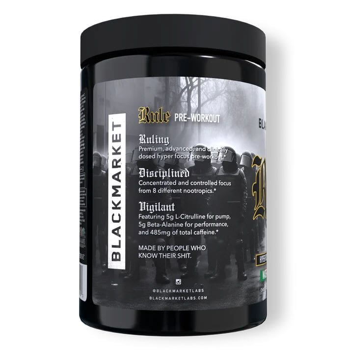 BLACKMARKETBLACKMARKET RULE Hyper Focus, High Stim Pre - Workout 20/40 ServingsPre - WorkoutRazz mango Sherbet810055901197