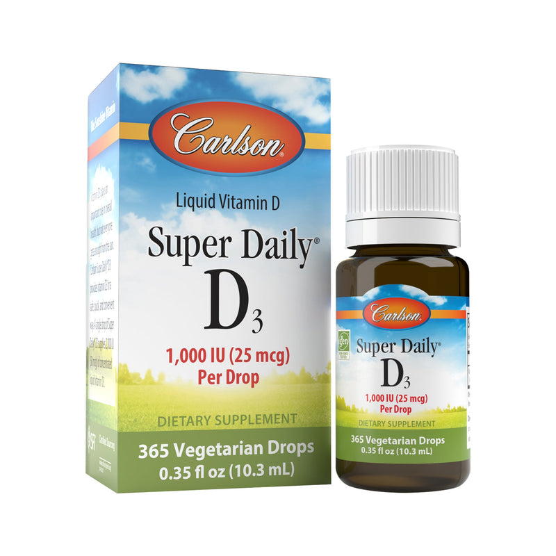 CarlsonCarlson Carlson Adult Super Daily® D3 1000IU 365 dropsVitamins & MineralsSuper Daily® D3 1,000 IU (25 mcg) 365 drops088395012709