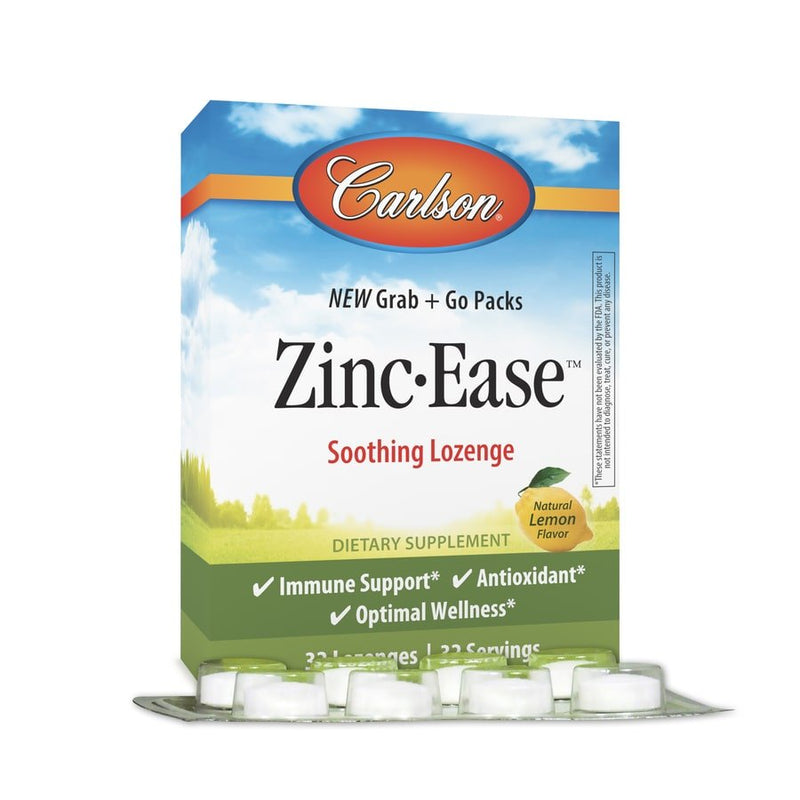 CarlsonCarlson Zinc Ease Soothing LozengesVitamins & MineralsZinc - Ease™ Grab + Go Packs 32 Lozenges088395534607