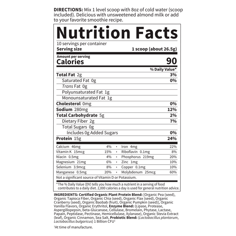 Garden of LifeGarden of Life Organic Plant Protein Grain Free 9.4oz, 10 ServingsPlant - based Protein658010118026