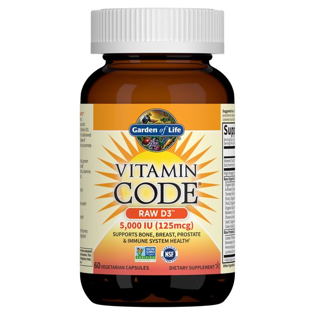 Garden of LifeGarden of Life Vitamin Code Raw D3, Vitamin D 5,000 IU, Raw Whole Food Vitamin D with Chlorella, Fruit, Veggies & Probiotics for Bone & Immune Health, 60 Vegetarian CapsVitamins & Minerals658010115865