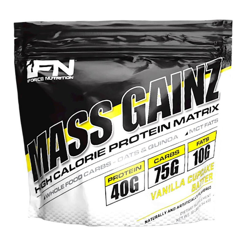 iForce NutritioniForce Nutrition MASS GAINZ High Calorie Protein Matrix (40g Protein + Whole Food Carbs Oats & Quinoa)Mass Gainer10 lb - Vanilla Cupcake Batter081950001446