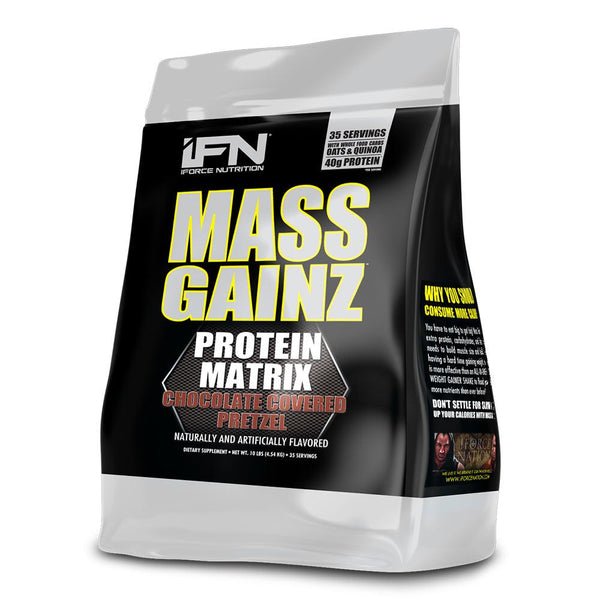 iForce NutritioniForce Nutrition MASS GAINZ High Calorie Protein Matrix (40g Protein + Whole Food Carbs Oats & Quinoa)Mass Gainer10 lb - Chocolate Covered Pretzel819500011009