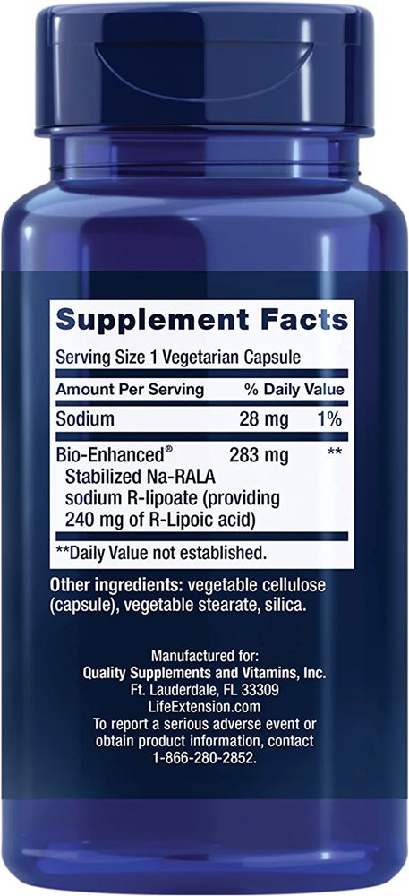 Life ExtensionLife Extension Super RLipoic Acid Supports Cellular Energy, Helps AntiAging, Liver Health, 240mg 60 Veggie CapsImmune Support737870120865