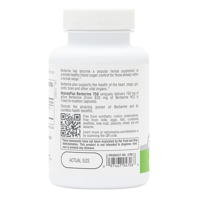 Natures PlusNatures Plus PRO Berberine 750mg Supports healthy blood sugar levels & fat metabolism 60 CapsulesImmune Support097467047068