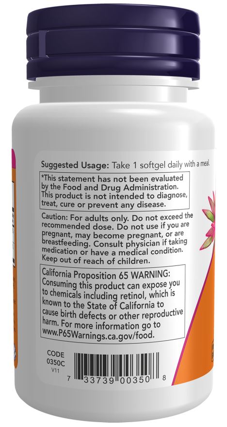 NOW FoodsNOW Foods A&D 10,000/400 Eye & Bone Health 100 soft gelsVitamins & Minerals733739003508