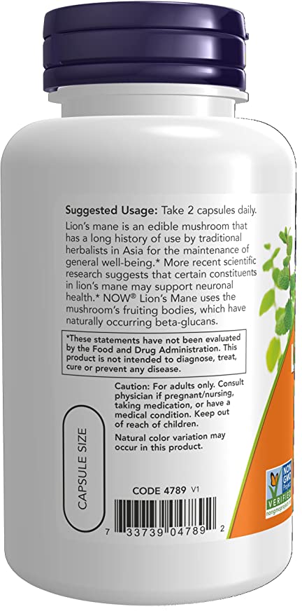 NOW FoodsNOW Foods Lion's Mane 500 mg, Super Mushroom, Made with Organic Lion's Mane Mushrooms, 60 Veg CapsulesVitamins & Minerals733739047892