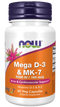 NOW FoodsNOW Foods Mega D3 & MK7 with Vitamins D3 & K2, 5,000 IU/180 mcg, Bone & Cardiovascular Support*, 60 Veg CapsulesVitamins & Minerals733739003843