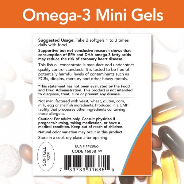 NOW FoodsNOW Foods Omega3 Mini Gels 180 SoftgelsOils & Omega 3s733739016850