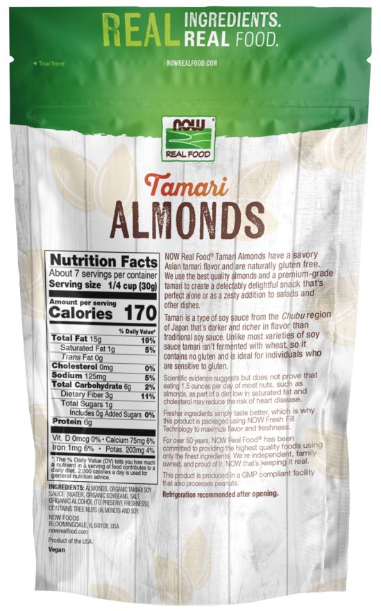 NOW FoodsNOW Foods Tamari Almonds, Savory Asian Tamari Flavor 7ozProtein Snack733739070265