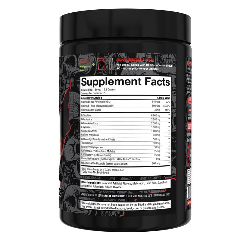 Nutra InnovationsNutra Innovations Epitome Hardcore (20 Servings)Pre - WorkoutCherry Bomb850027848198