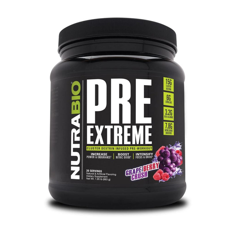 NutraBioNutraBio Extreme PRE with Infused Cluster Dextrin 20 ServingPre - WorkoutGrape Berry Crush649908290306