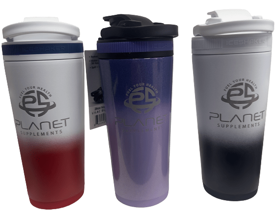 Planet SupplementsPlanet Supplements Branded Ice Shaker Tumbler, Stainless Steel Insulated Water Bottle without Straw 26ozShaker BottleRED/WHITE650245068596