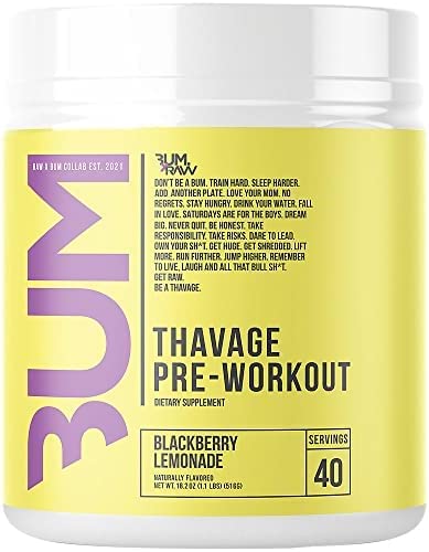 Raw NutritionRaw Nutrition RAW Thavage Pre Workout Chris Bumstead Pre Workout Formula, Energy Powder for Working Out, 20/40 ServingsPre - WorkoutBlackberry Lemonade850049150163