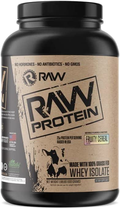 Raw NutritionRaw Nutrition RAW Whey Protein Isolate Powder, 100% GrassFed Protein Isolate, Highest Rated Protein Powder, HormoneFree, 25 ServingsProteinFRUITY CEREAL860007634963