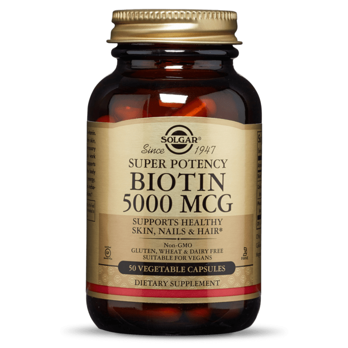 SolgarSolgar Biotin 5000 MCG, 50 Vegetable CapsulesPersonal Care033984003132