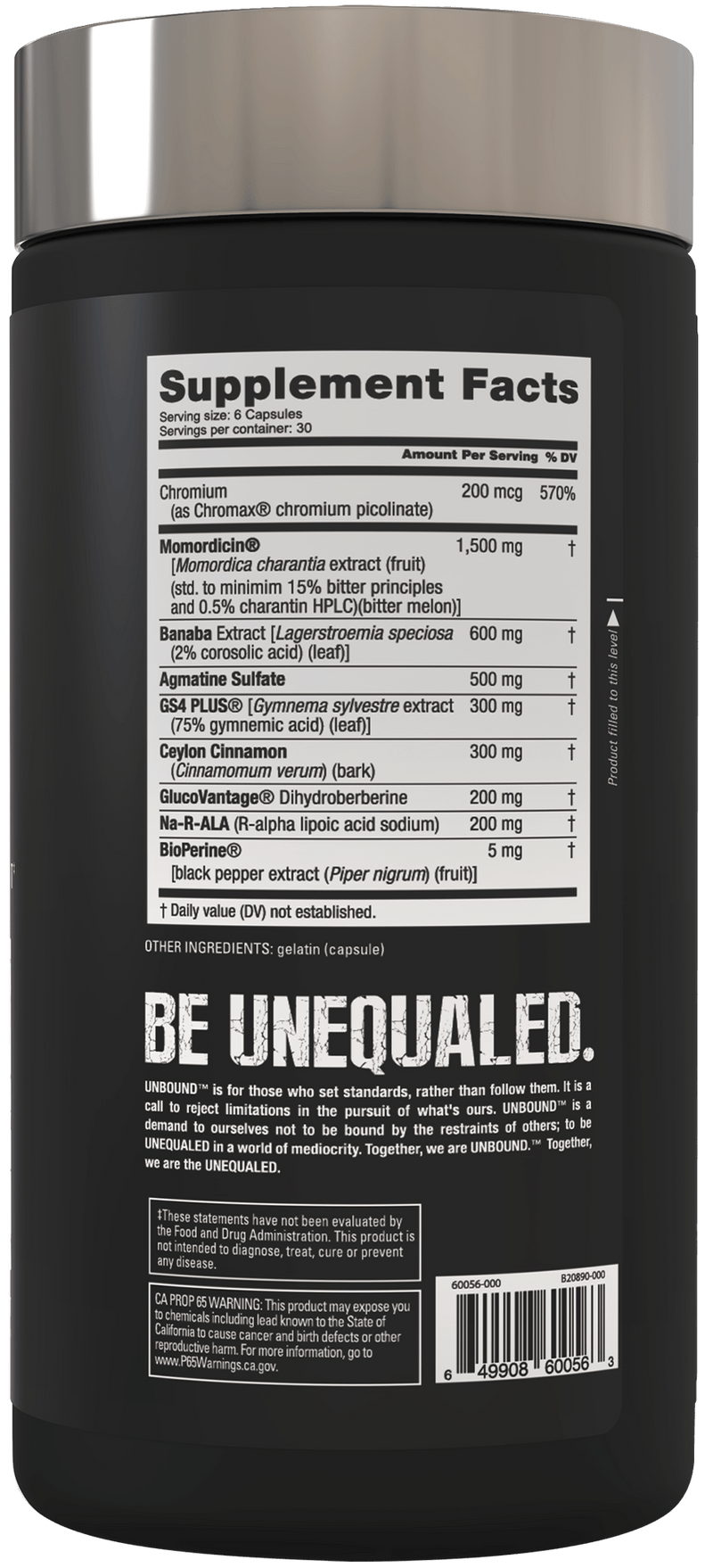 UNBOUNDUNBOUND SLYN, Premium Glucose Disposal Agent GDA with GlucoVantage, Chromax, GS4+, BioPerine 180 Capsules / 30 ServingsWeight Management649908600563