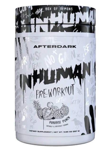 afterdark inhuman high stimn pre workout mega pump no crashing and energy 21 servings