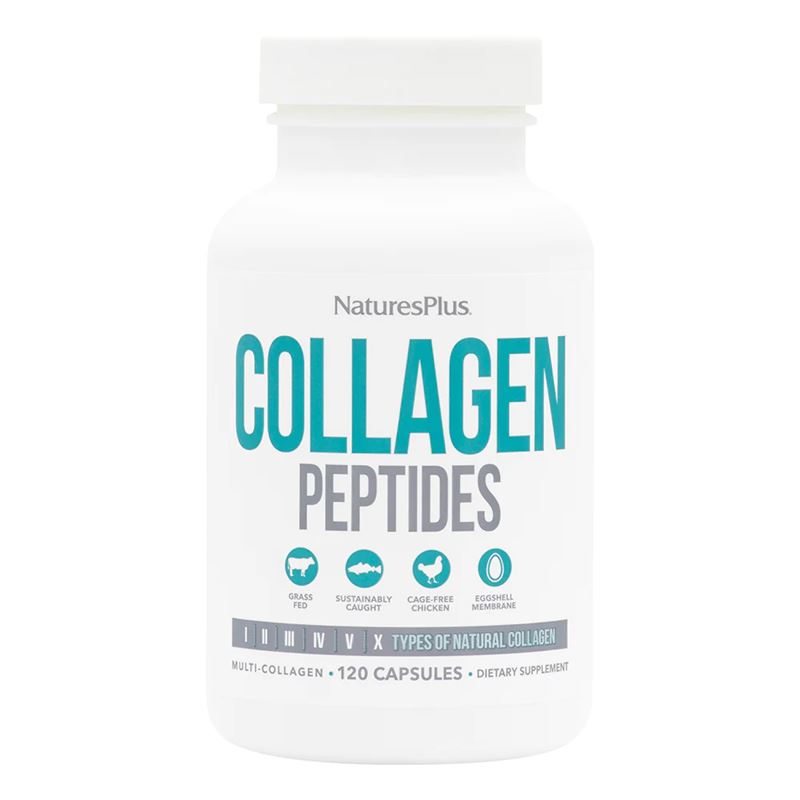 NaturesPlus Collagen Peptides, Six types of collagen to support hair, skin, nail & joint health 120 Capsules