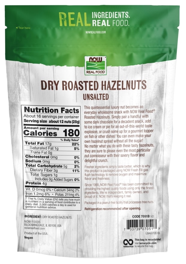 NOW Foods Hazelnut Dry Roasted & Unsalted 16oz