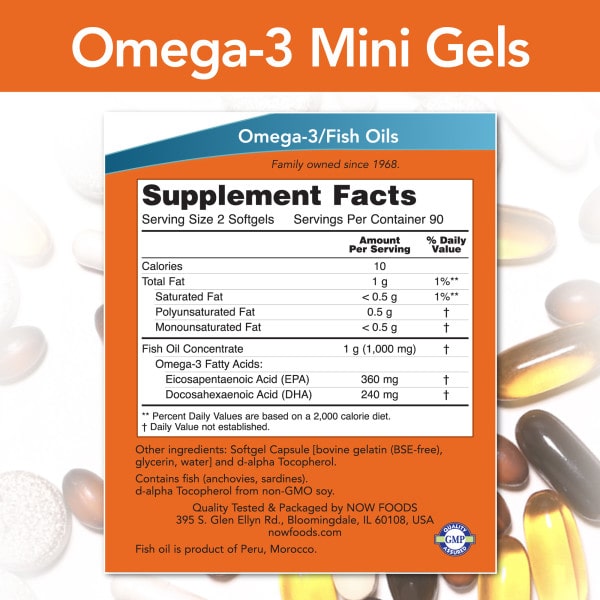 omega 3 mini gels 180 softgels
