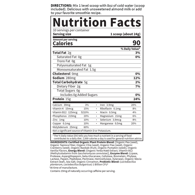 organic plant protein 10 servings