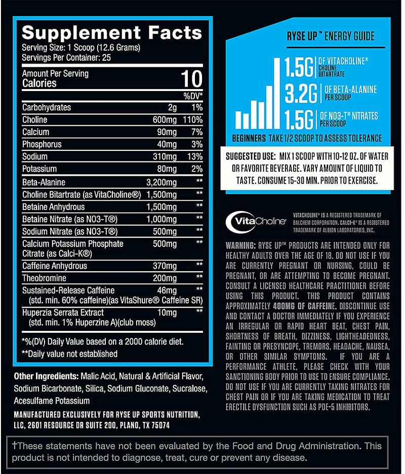 ryse pre workout 20 servings