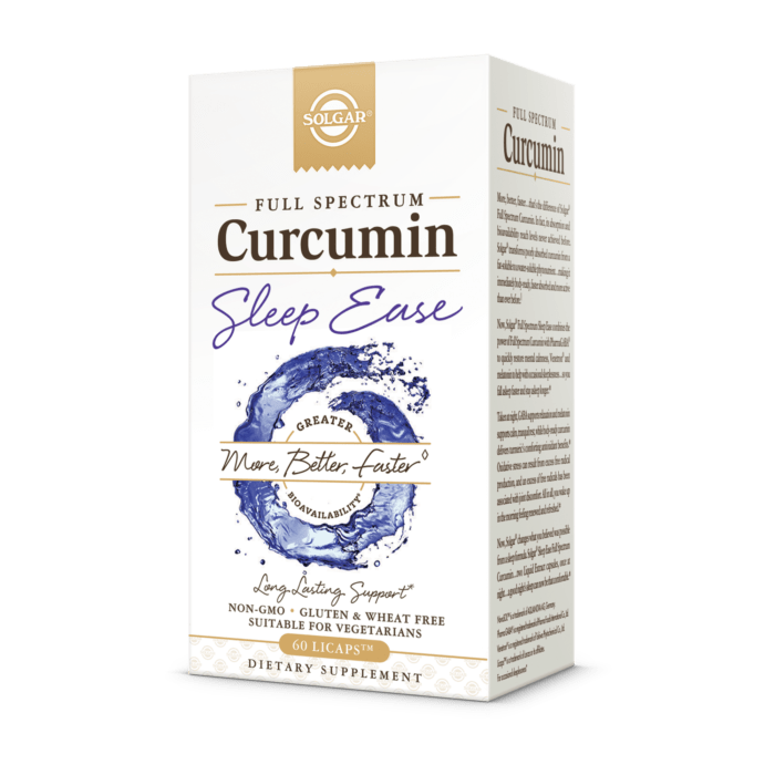 solgar full spectrum curcumin sleep ease 60 licaps with curcumin gaba venetron melatonin