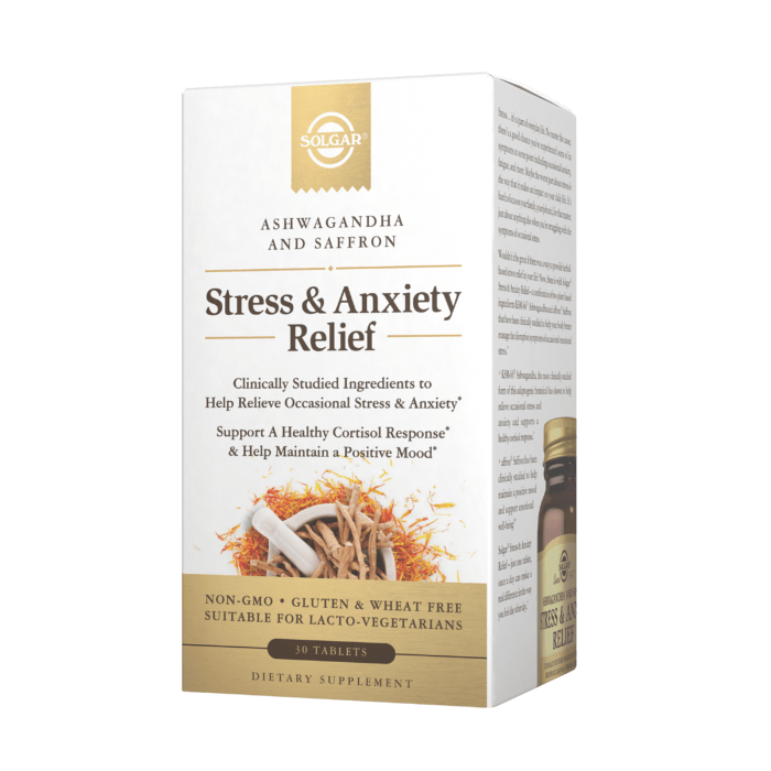 solgar stress anxiety relief 30 tablets ashwagandha saffron