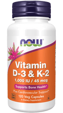 vitamin d 3 k 2 1 000 iu 45 mcg plus cardiovascular support supports bone health 120 veg capsules