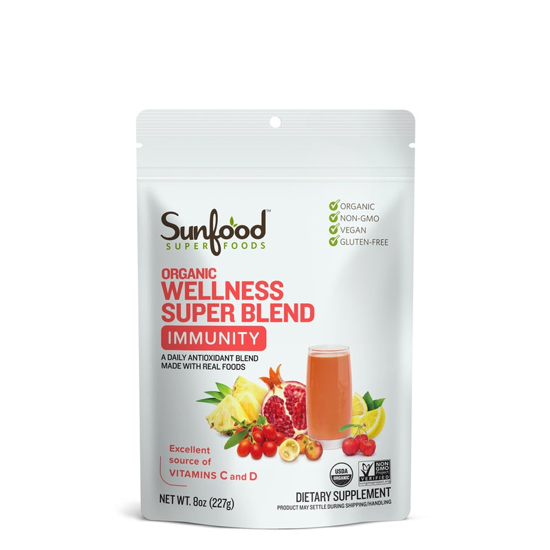 wellness super blend immunity drink powder immune system booster organic plant based blend of superfoods mushrooms mix with water 8 oz